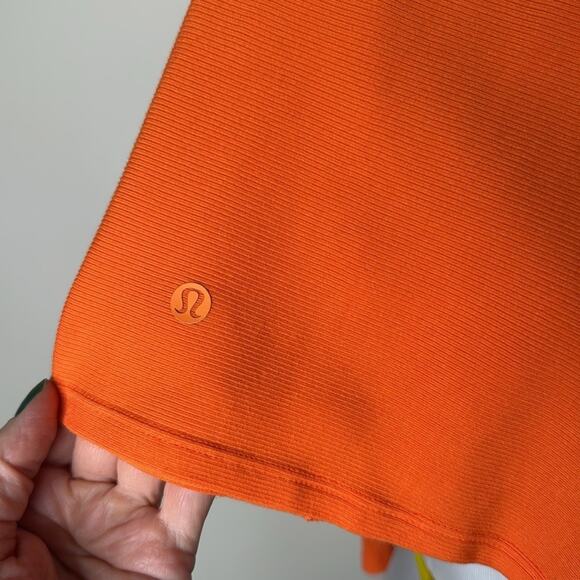 Lululemon Orange La Tight Fit Long Sleeve Mock Neck Pullover - Picture 7 of 9